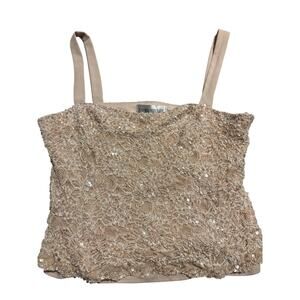 Emma Roberts dressy beige tank with sequin embroidery accent size 18